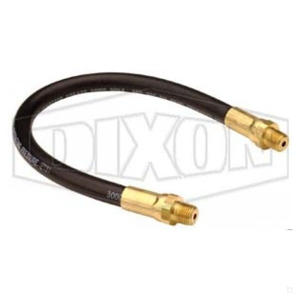 Grease Whip Hose Assembly, 18 in L, 3000 psi Operating, 1/8-27 MNPT, Brass